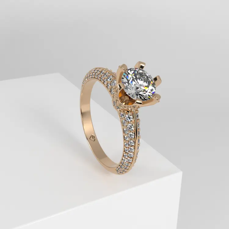 Помолвочное кольцо из розового золота 585 пробы (1064)