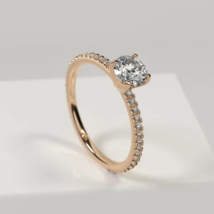 Помолвочное кольцо из розового золота 585 пробы (1073)