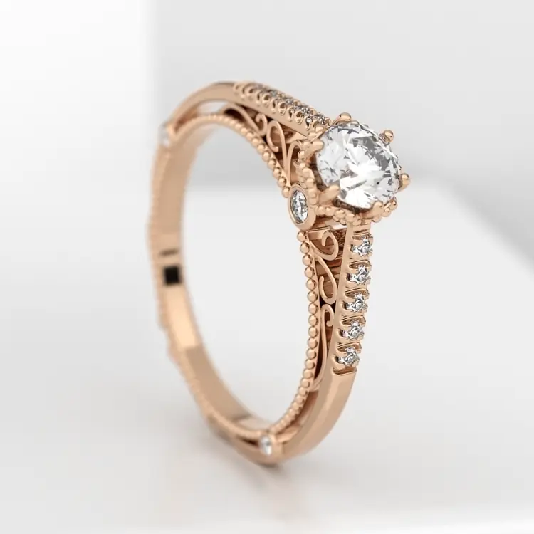 Помолвочное кольцо из розового золота 585 пробы (1084)