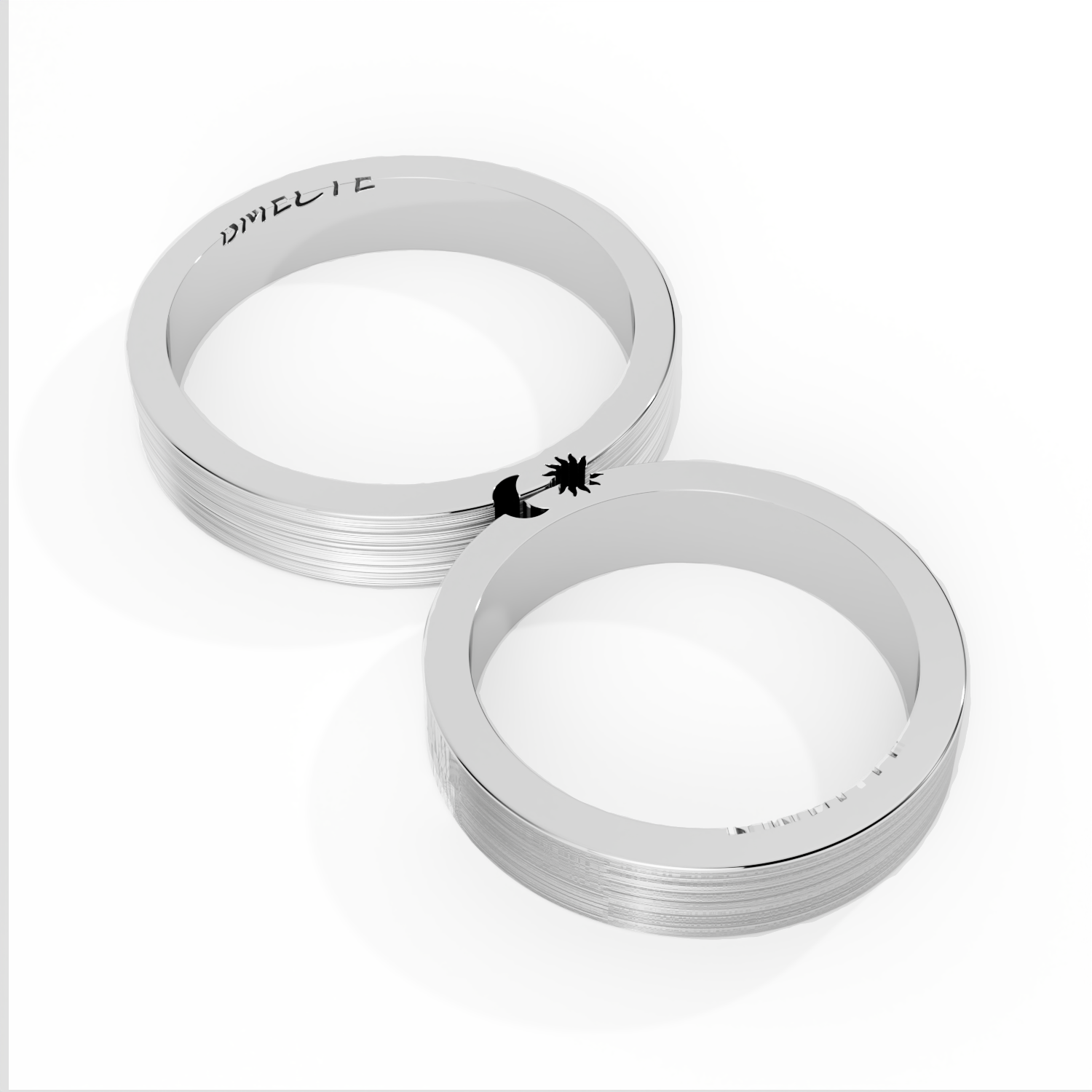 Обручальные парные кольца из белого золота 750 пробы (Pazzle3)