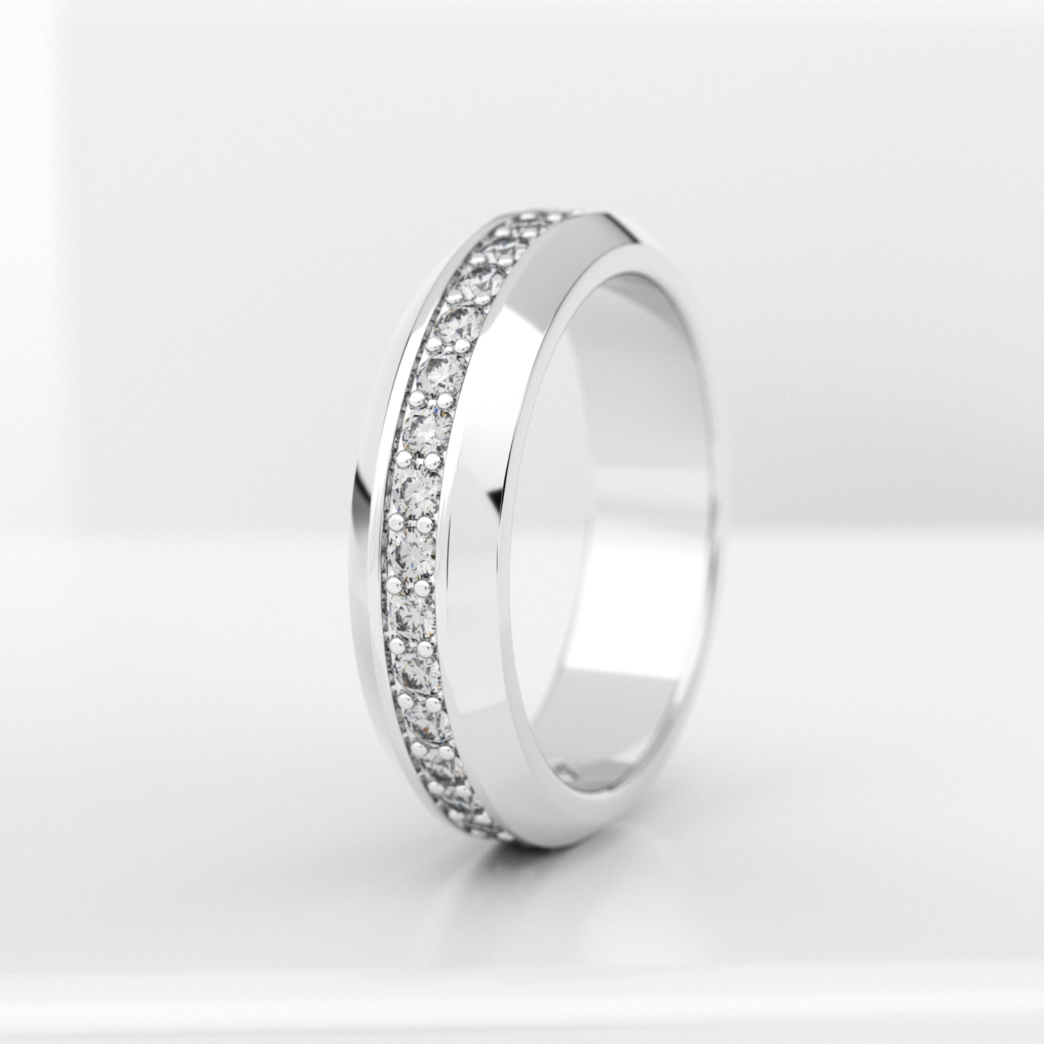 Обручальное женское кольцо из белого золота 750 пробы (702L)