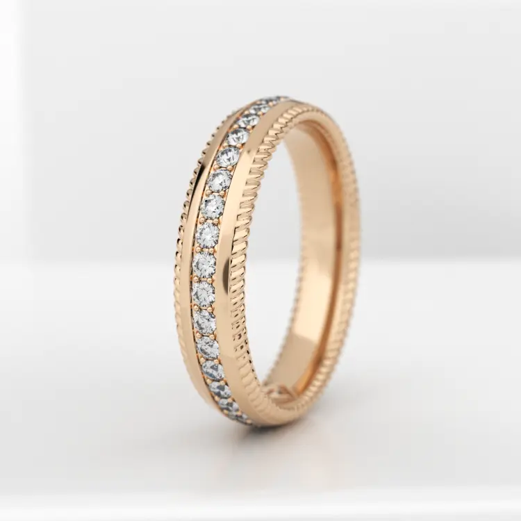 Обручальное женское кольцо из розового золота 585 пробы (704L)