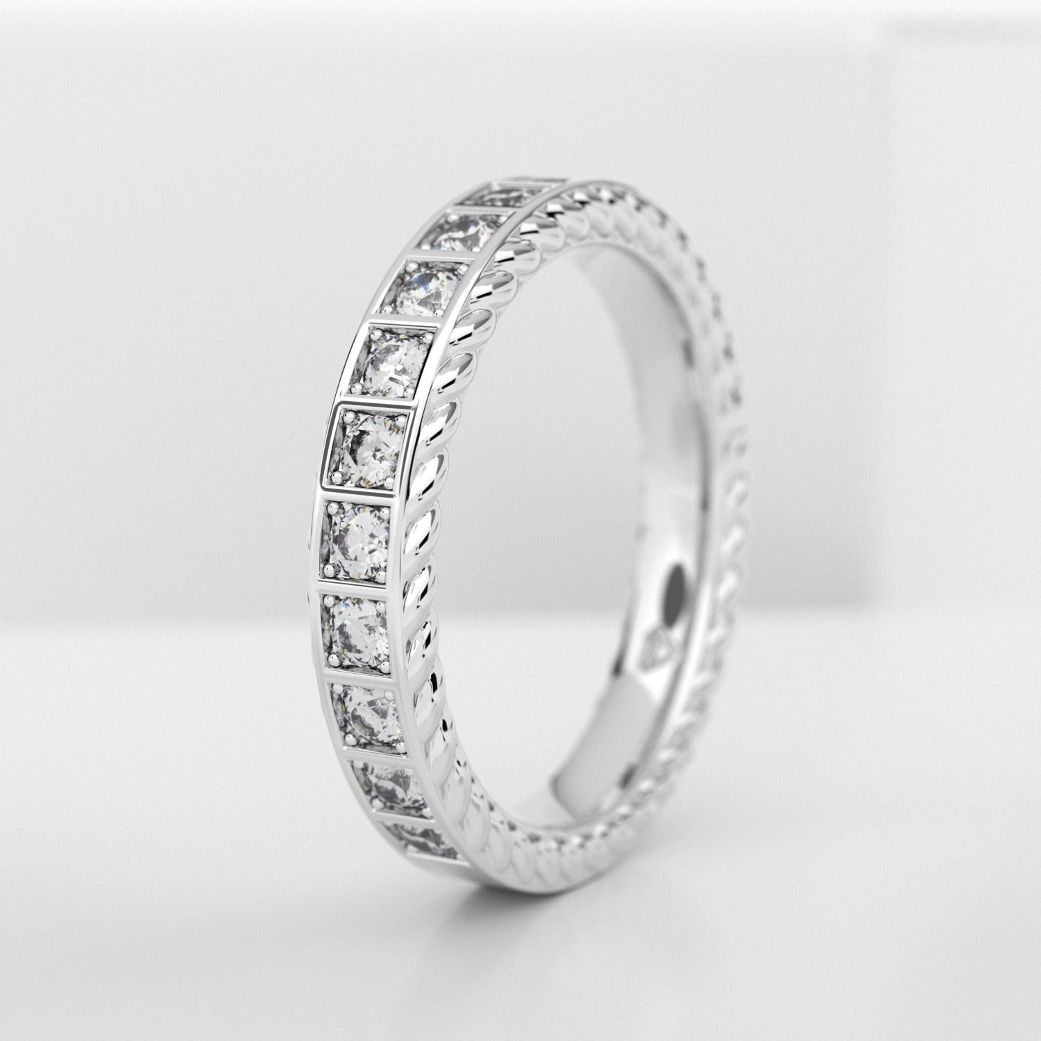 Обручальное женское кольцо из белого золота 750 пробы (705L)