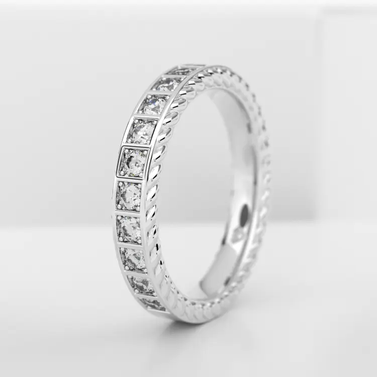 Обручальное женское кольцо из белого золота 750 пробы (705L)