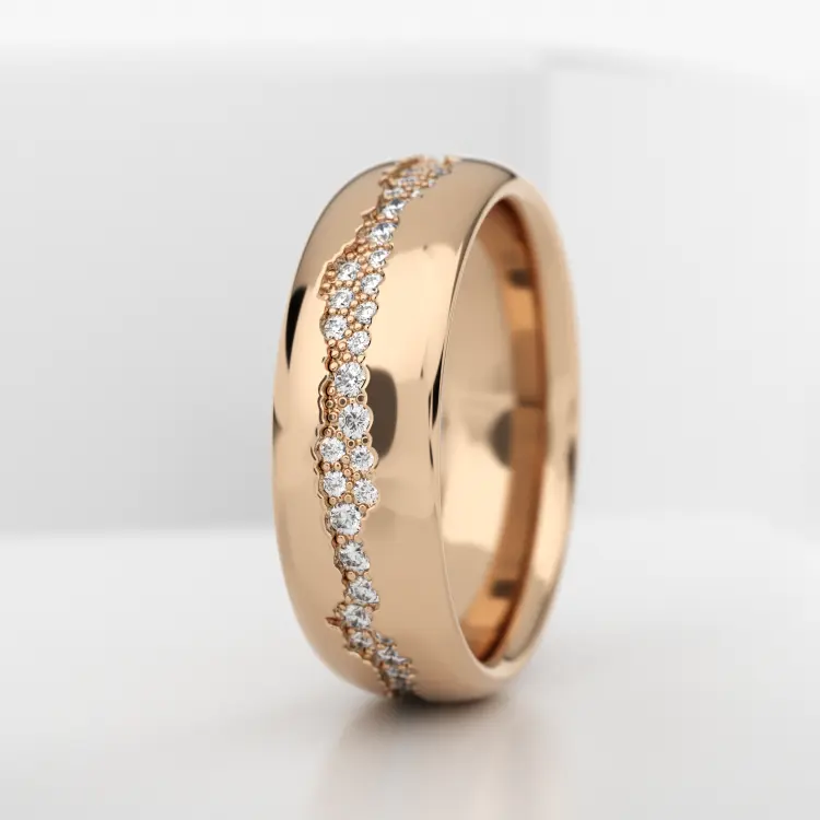 Обручальное женское кольцо из розового золота 585 пробы (724L)