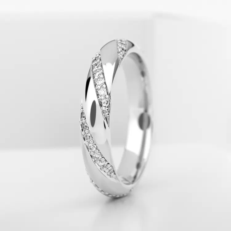 Обручальное женское кольцо из белого золота 585 пробы (728L)