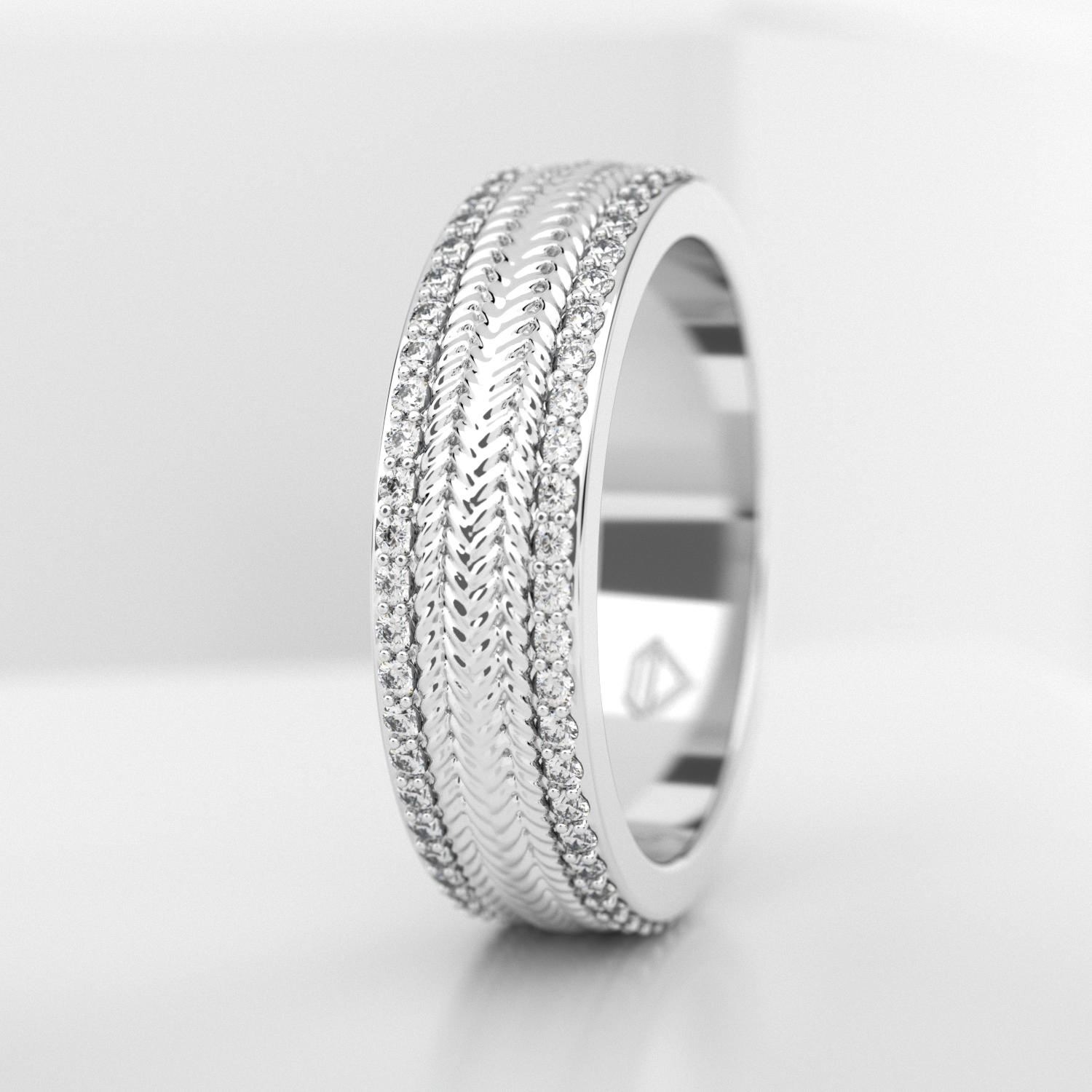 Обручальное женское кольцо из белого золота 750 пробы (738L)