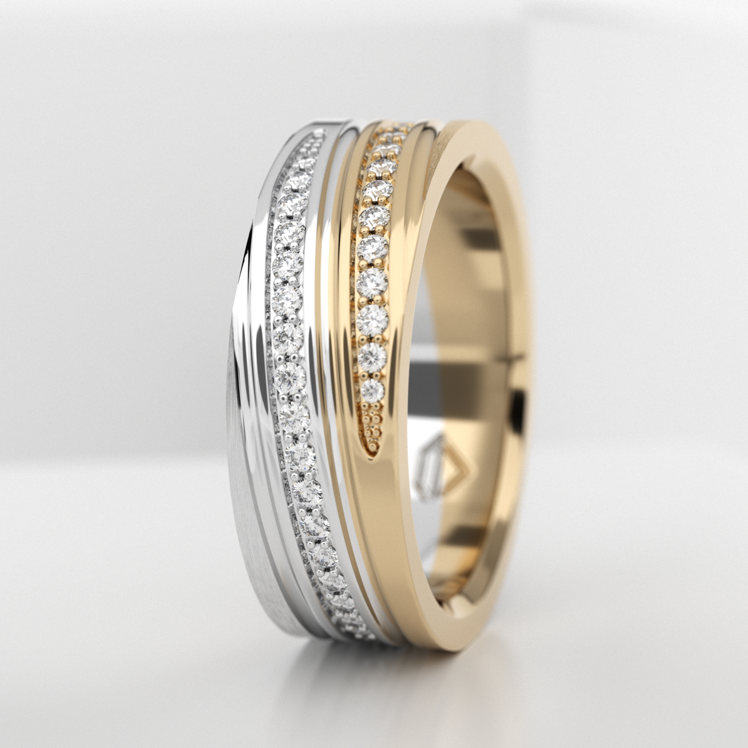 Обручальное женское кольцо из белого золота 750 пробы (740L)