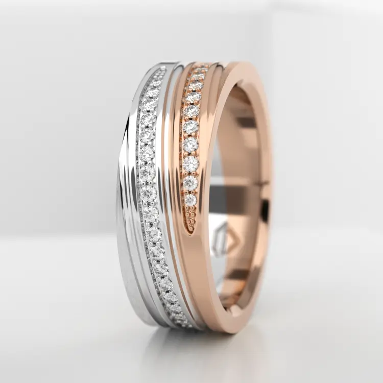 Обручальное женское кольцо из розового золота 585 пробы (740L)