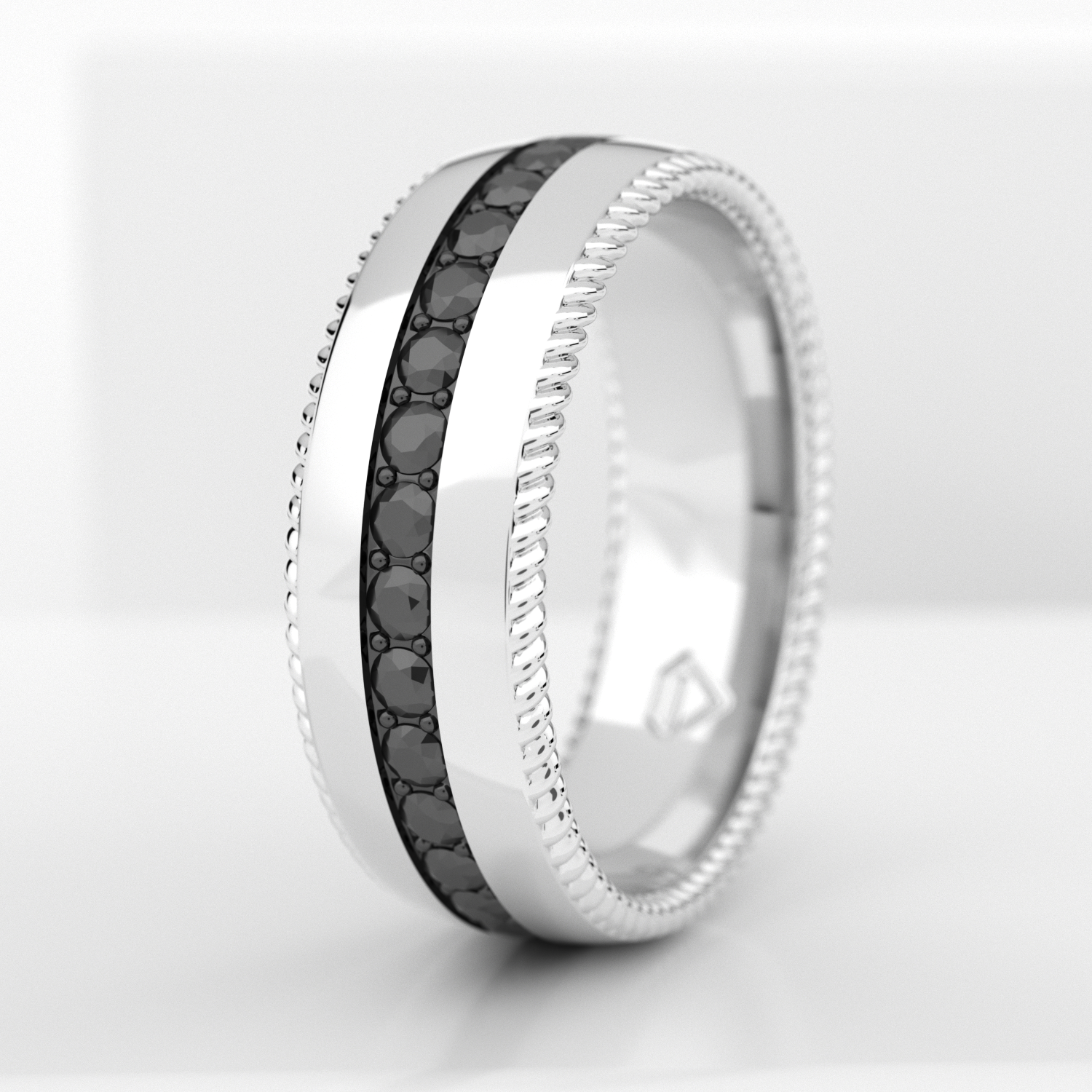Обручальное мужское кольцо из белого золота 585 пробы (704M)
