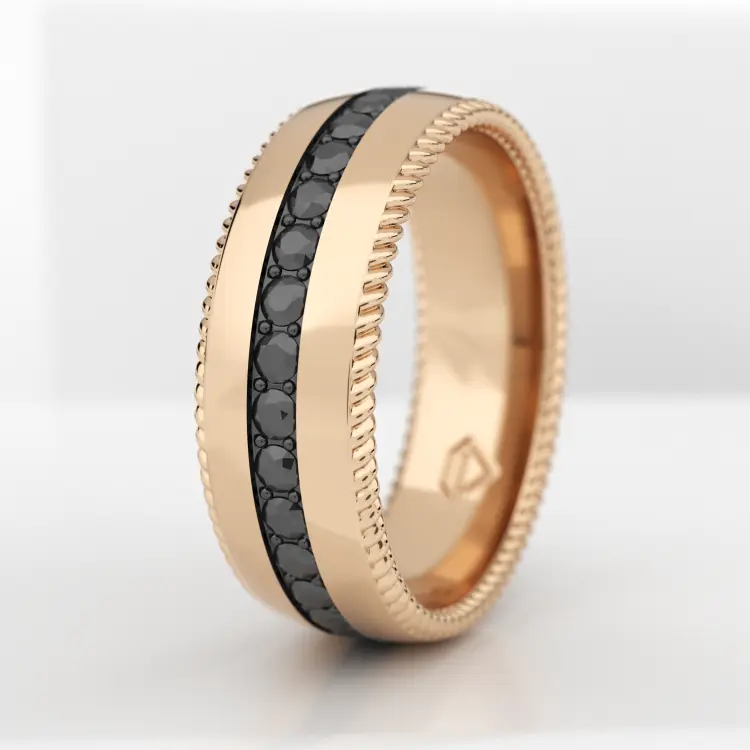 Обручальное мужское кольцо из розового золота 585 пробы (704M)