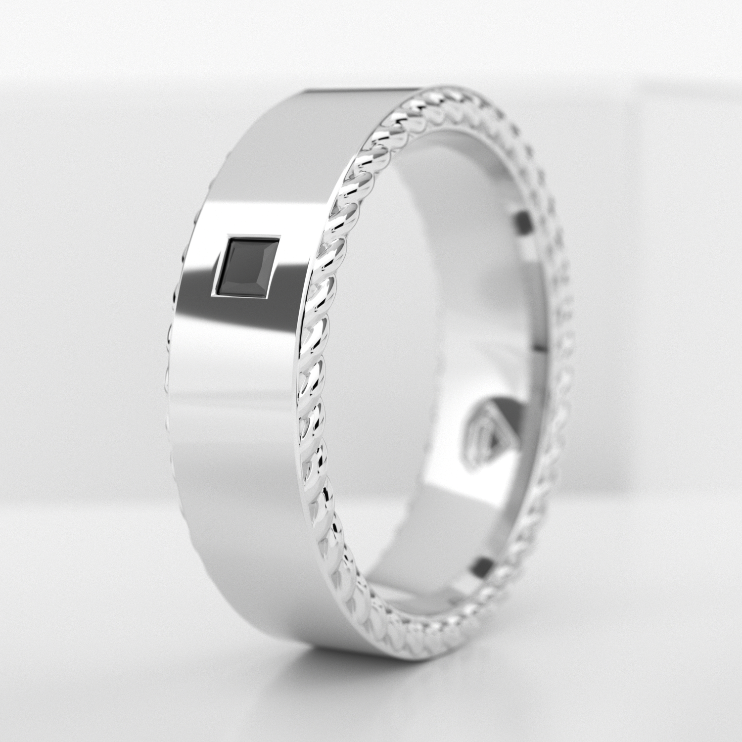 Обручальное мужское кольцо из белого золота 750 пробы (705M)