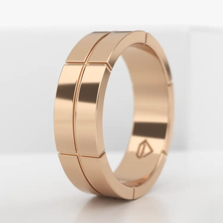 Обручальное мужское кольцо из розового золота 585 пробы (706M)