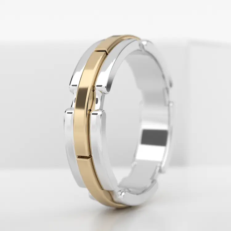 Обручальное мужское кольцо из белого золота 585 пробы (709M)