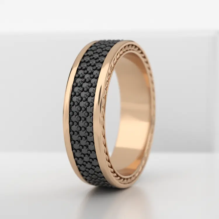 Обручальное мужское кольцо из розового золота 585 пробы (713M)