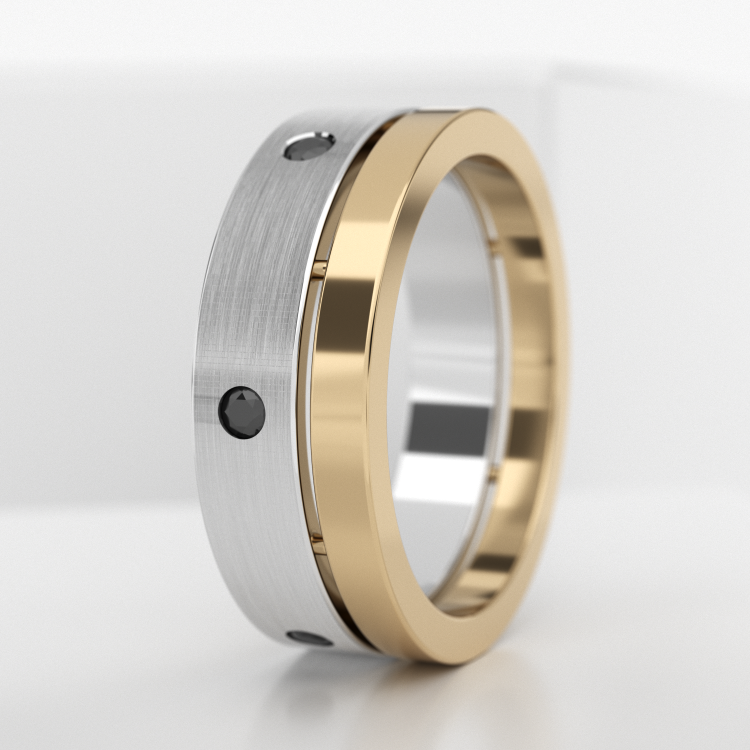 Обручальное мужское кольцо из белого золота 750 пробы (715M)