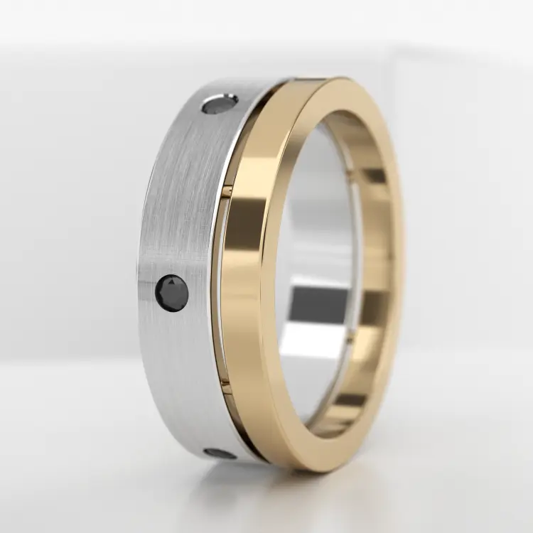 Обручальное мужское кольцо из белого золота 585 пробы (715M)
