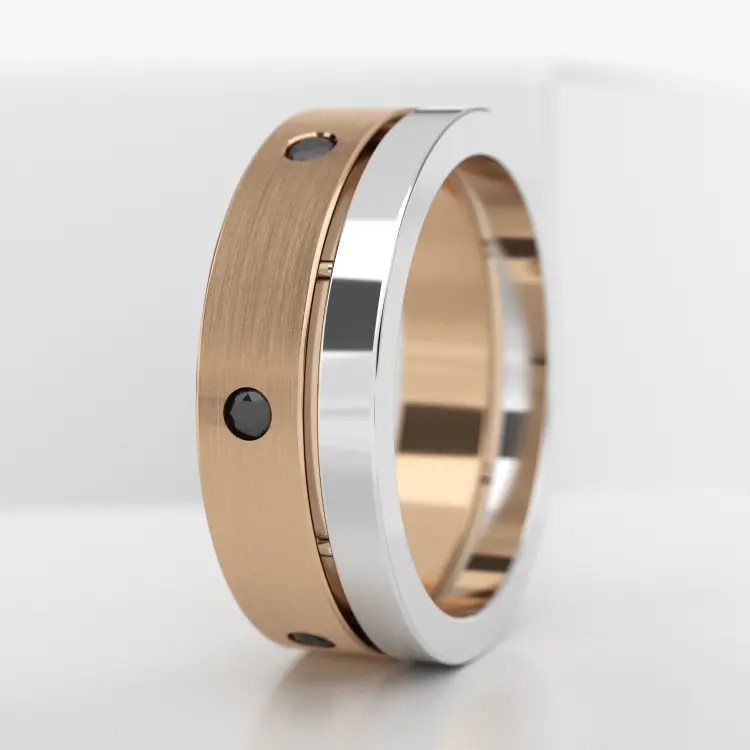 Обручальное мужское кольцо из розового золота 585 пробы (715M)