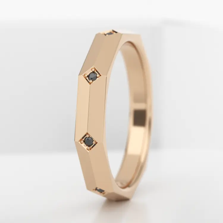 Обручальное мужское кольцо из розового золота 585 пробы (721M)