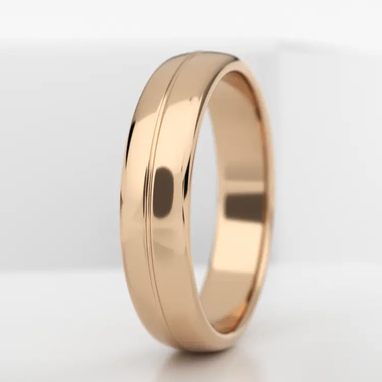 Обручальное мужское кольцо из розового золота 585 пробы (723M)