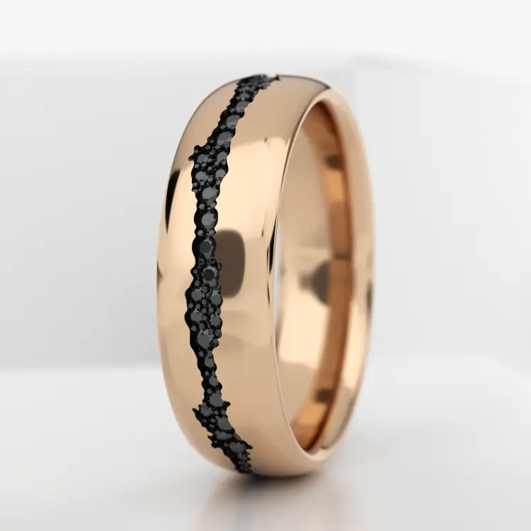 Обручальное мужское кольцо из розового золота 585 пробы (724M)