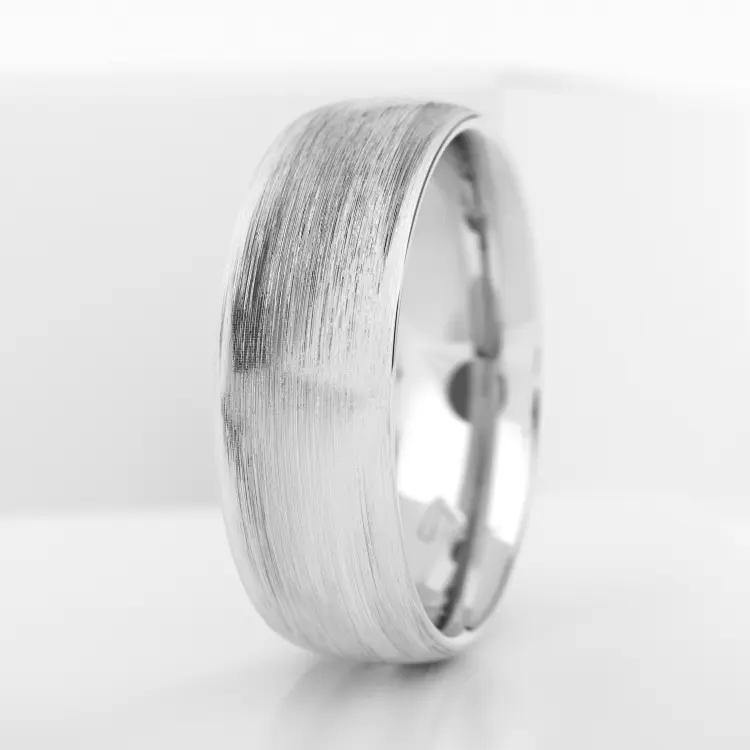 Обручальное мужское кольцо из белого золота 750 пробы (727M)