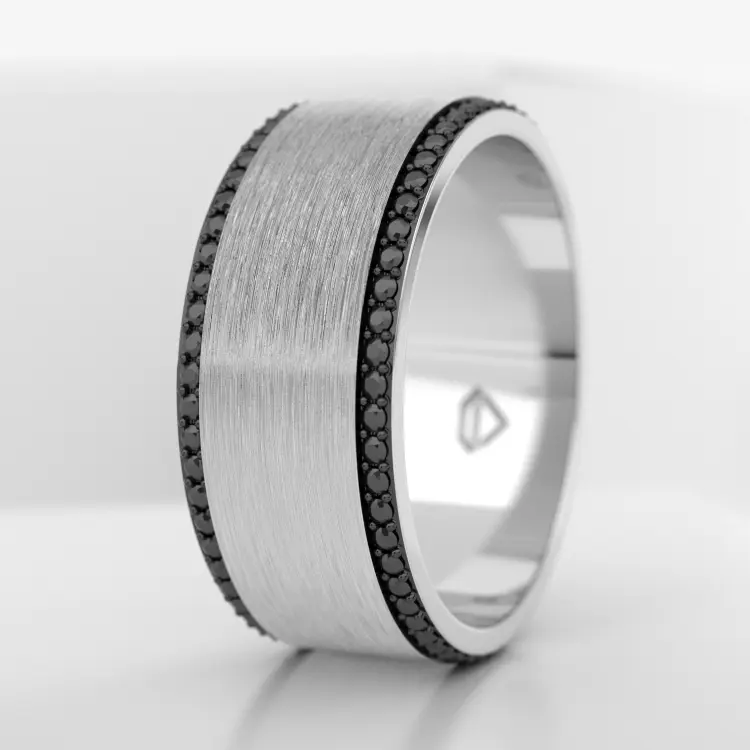 Обручальное мужское кольцо из белого золота 750 пробы (730M)