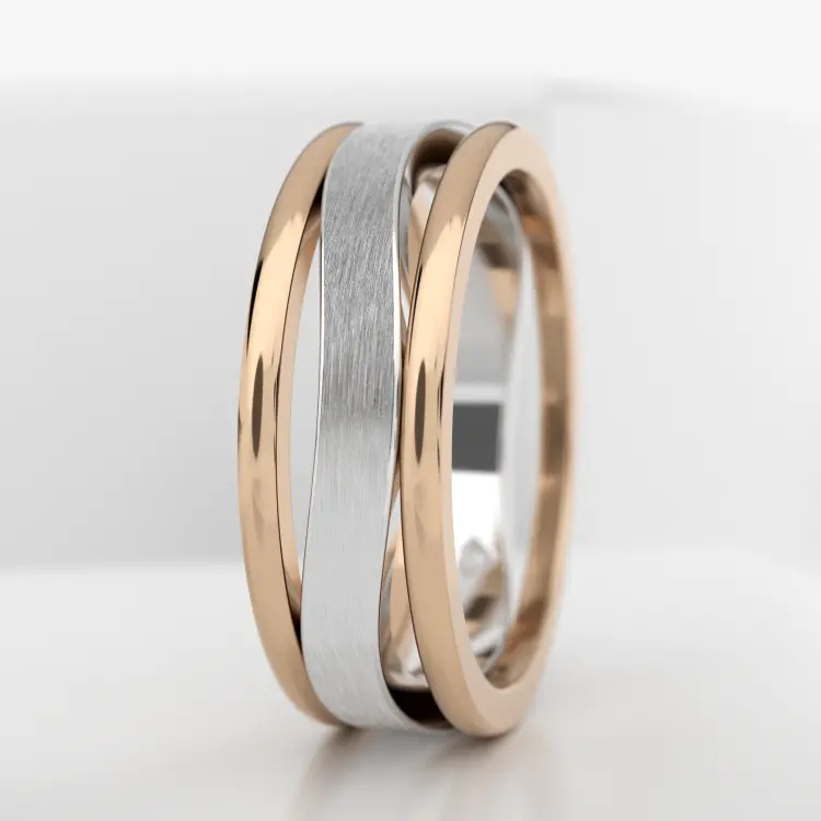 Обручальное мужское кольцо из розового золота 585 пробы (733M)