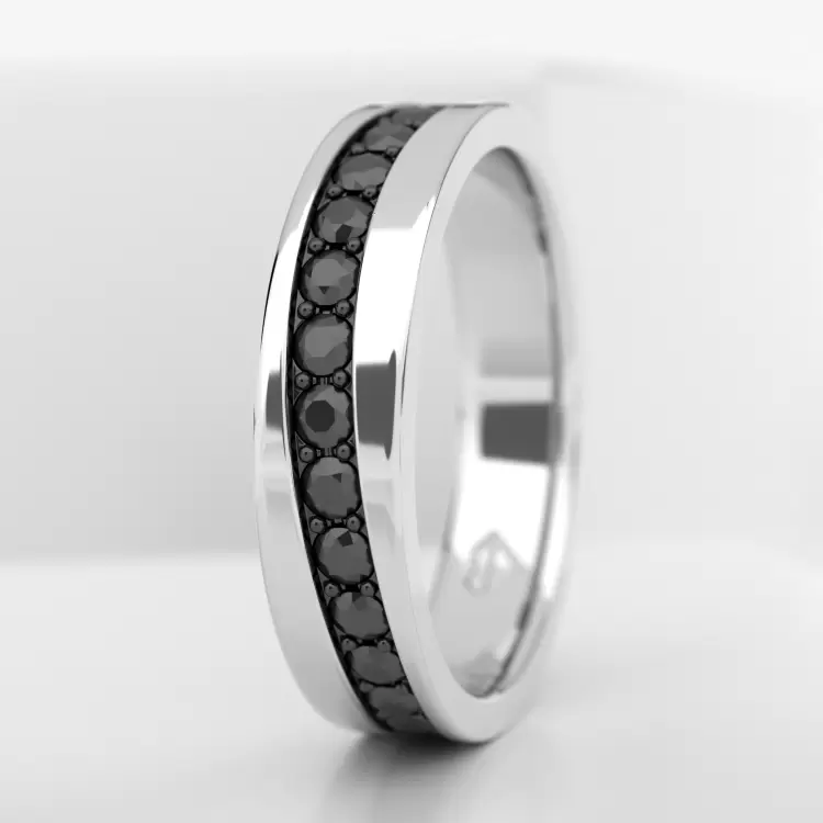 Обручальное мужское кольцо из белого золота 585 пробы (734M)