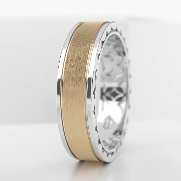 Обручальное мужское кольцо из белого золота 585 пробы (735M)