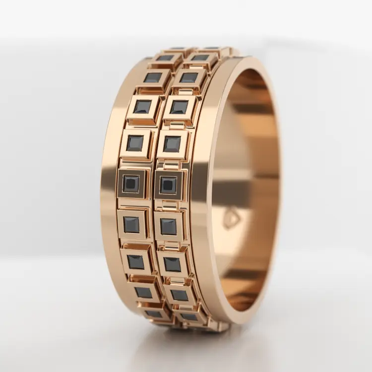 Обручальное мужское кольцо из розового золота 585 пробы (737M)