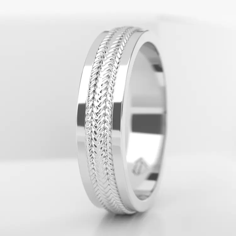 Обручальное мужское кольцо из белого золота 585 пробы (738M)