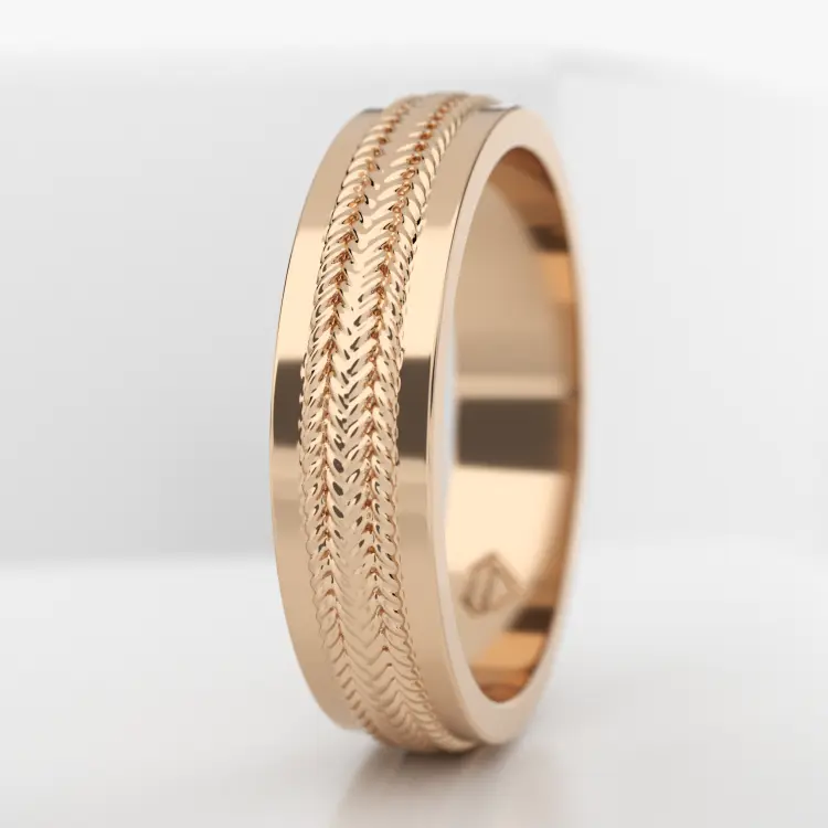 Обручальное мужское кольцо из розового золота 585 пробы (738M)