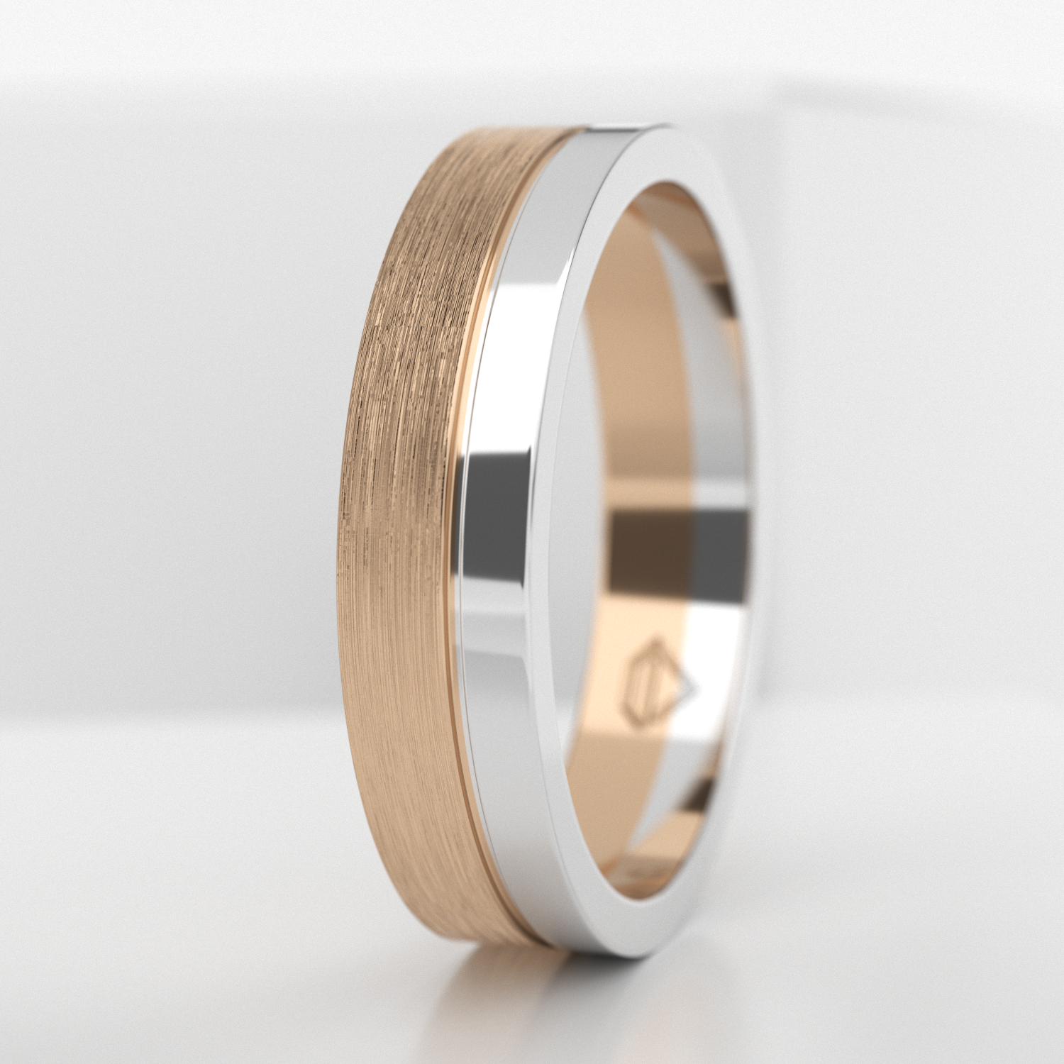 Обручальное мужское кольцо из розового золота 585 пробы (739M)