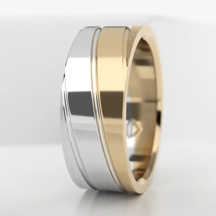 Обручальное мужское кольцо из белого золота 750 пробы (740M)