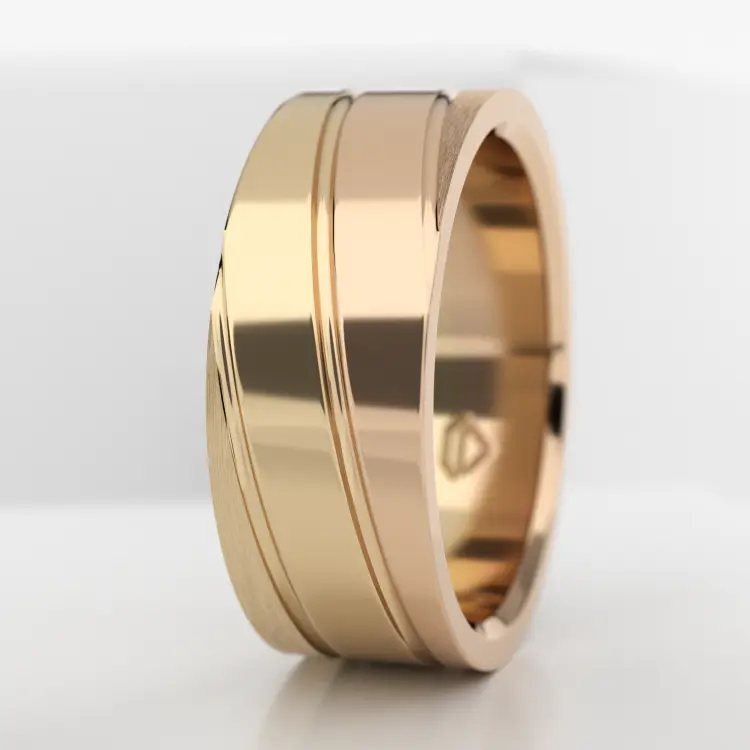 Обручальное мужское кольцо из розового золота 585 пробы (740M)