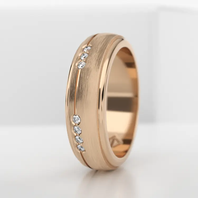Обручальное мужское кольцо из розового золота 585 пробы (741M)