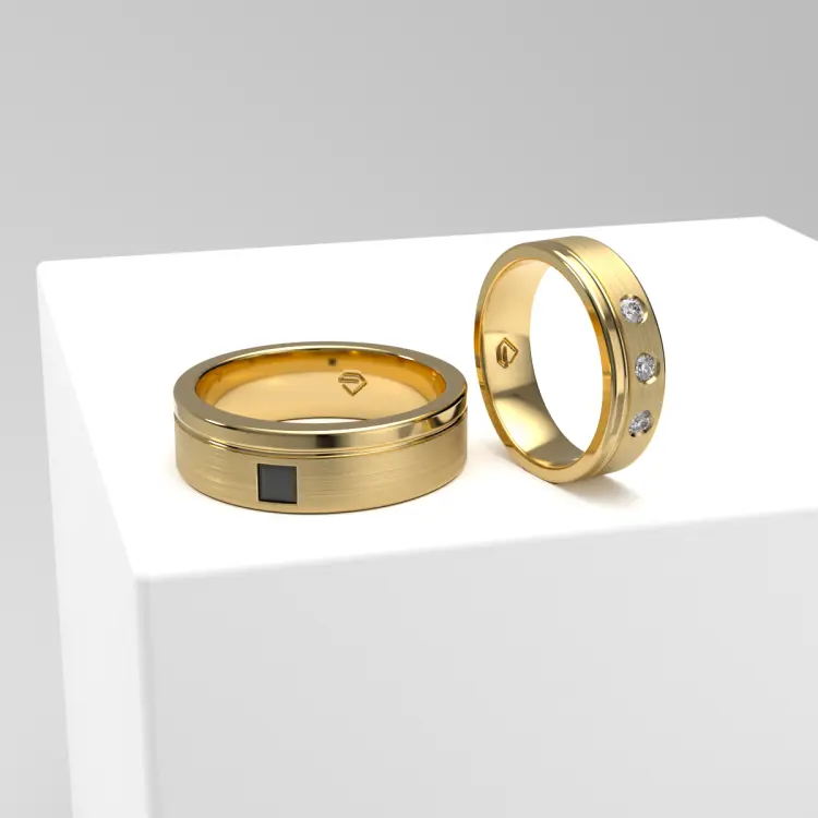 Обручальные парные кольца из желтого золота 585 пробы (106)