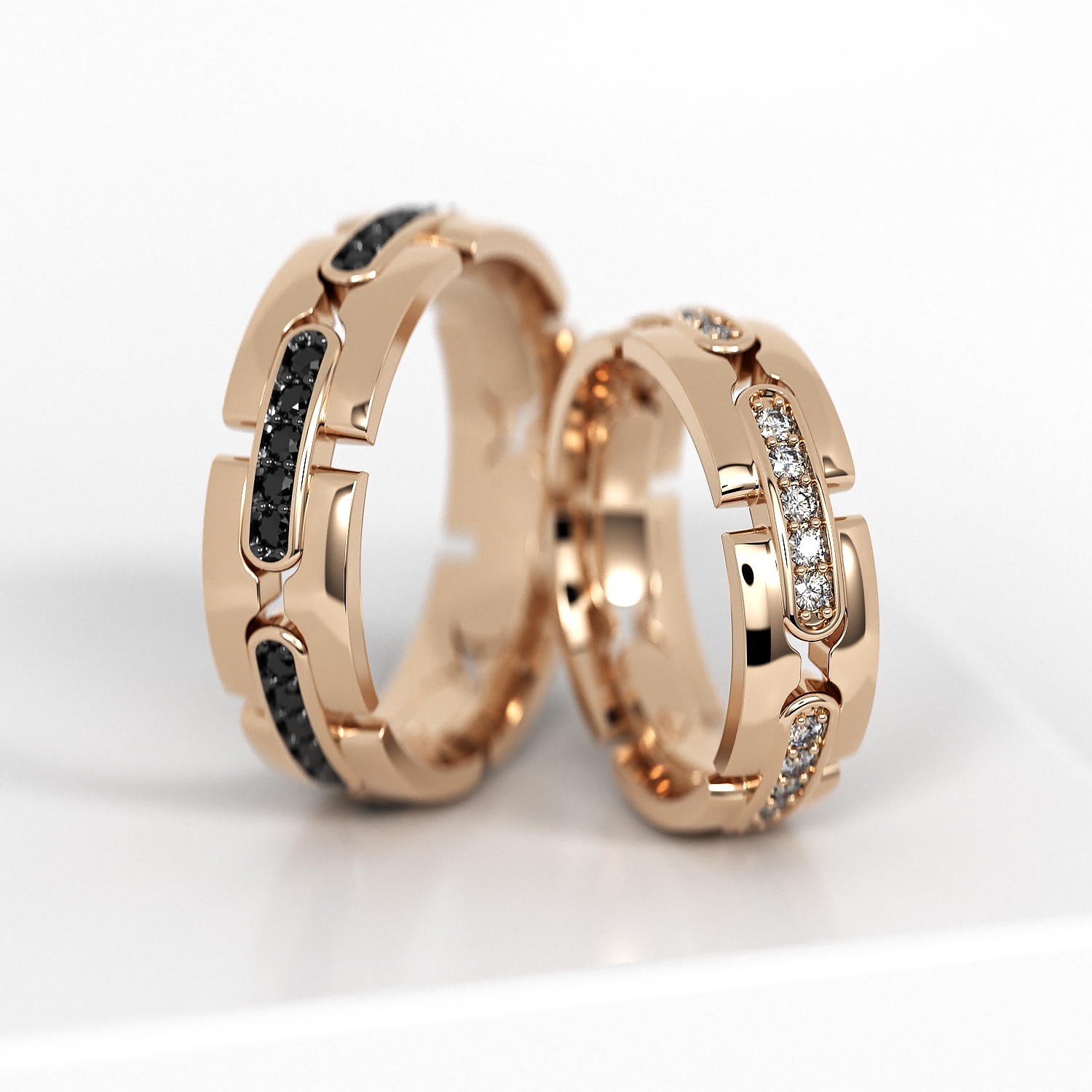 Обручальные парные кольца из розового золота 585 пробы (107)