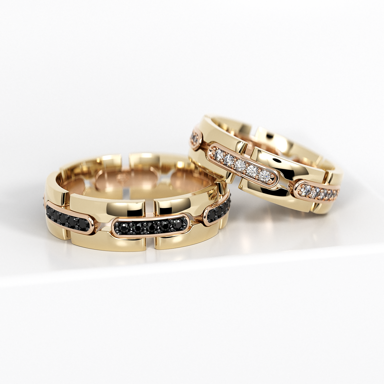 Обручальные парные кольца из белого золота 750 пробы (108)