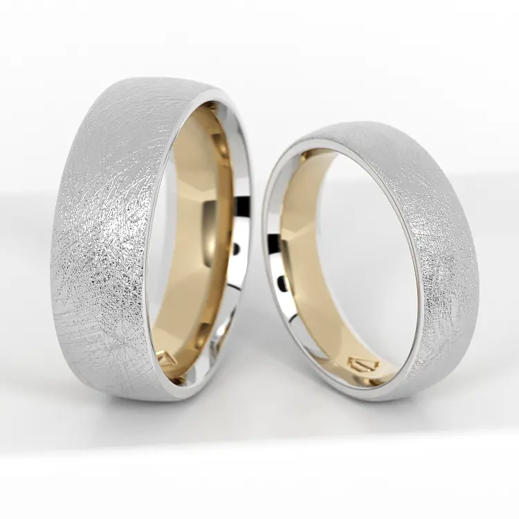 Обручальные парные кольца из белого золота 750 пробы (112)