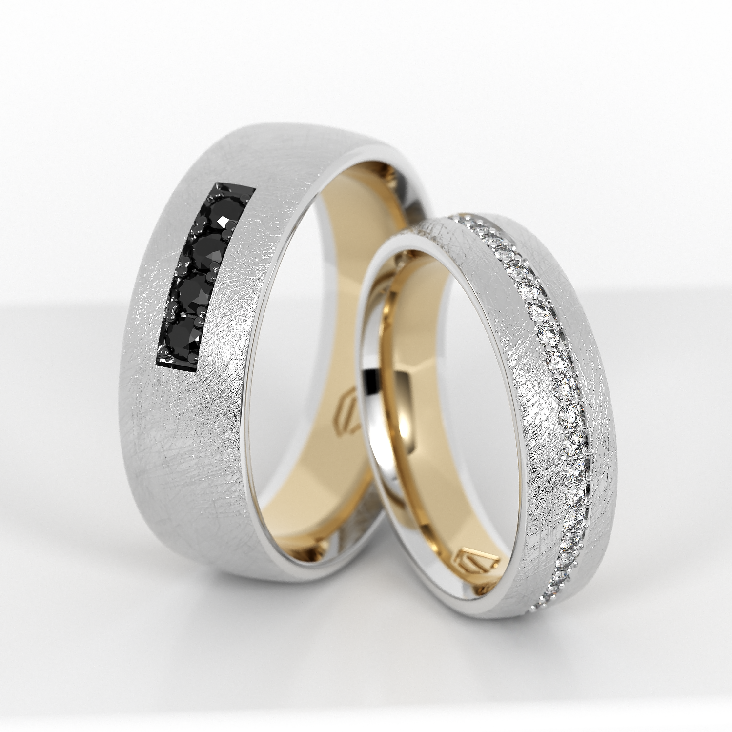 Обручальные парные кольца из белого золота 585 пробы (113)