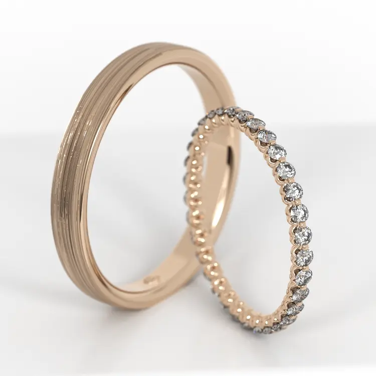Обручальные парные кольца из розового золота 585 пробы (114)