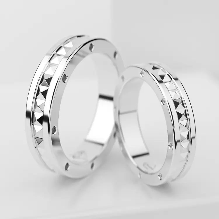 Обручальные парные кольца из белого золота 750 пробы (118)