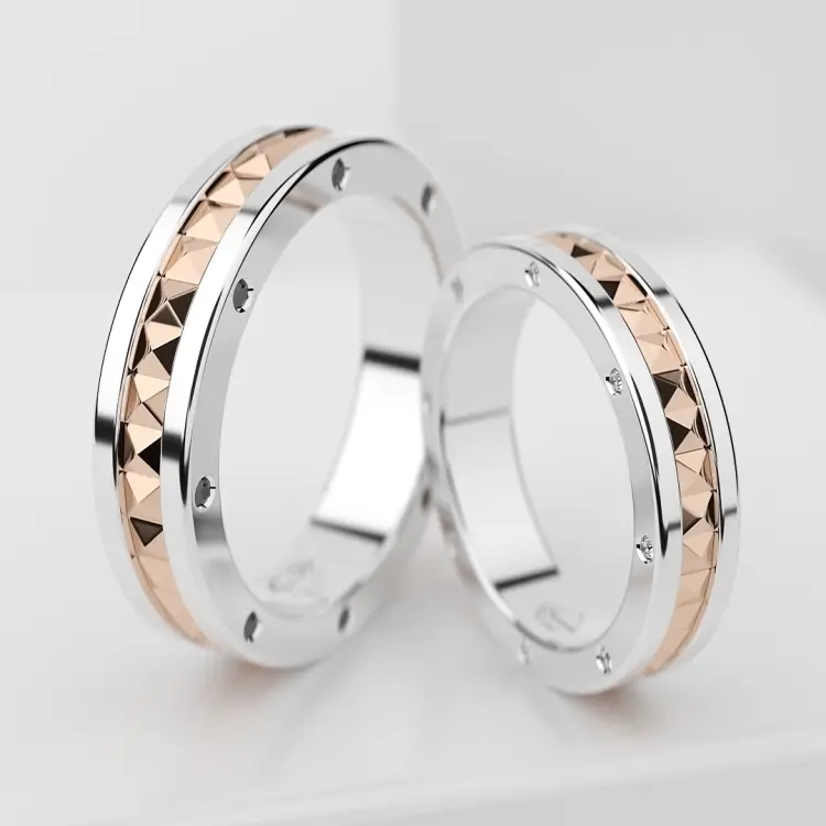 Обручальные парные кольца из розового золота 585 пробы (118)
