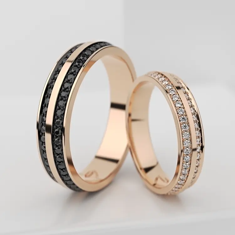 Обручальные парные кольца из розового золота 585 пробы (119)