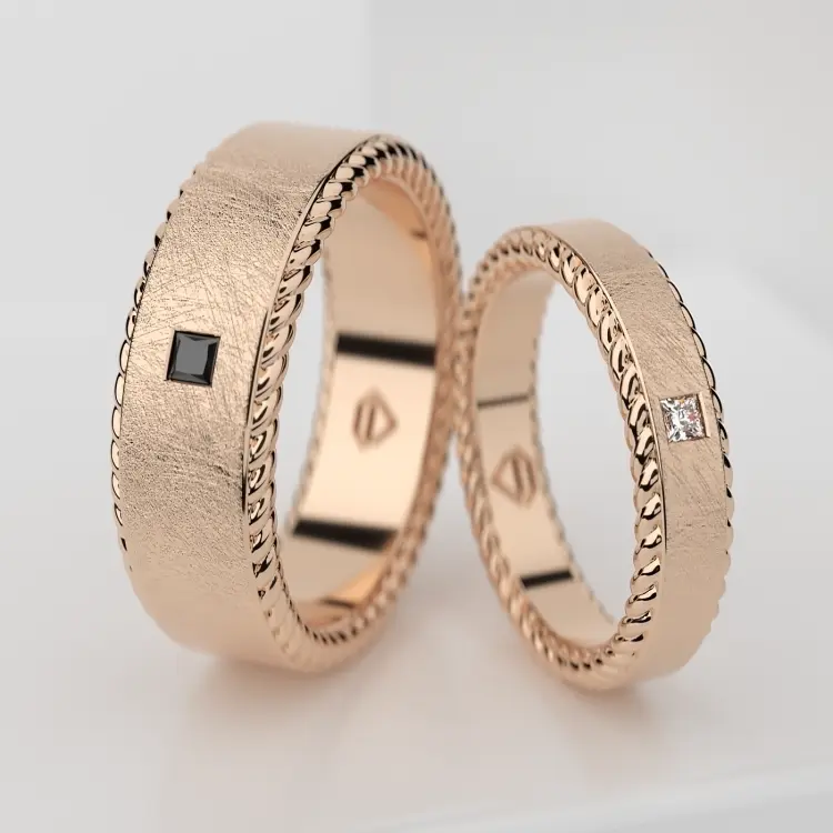 Обручальные парные кольца из розового золота 585 пробы (120)