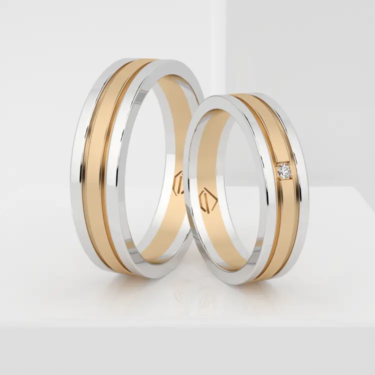 Обручальные парные кольца из розового золота 585 пробы (122)