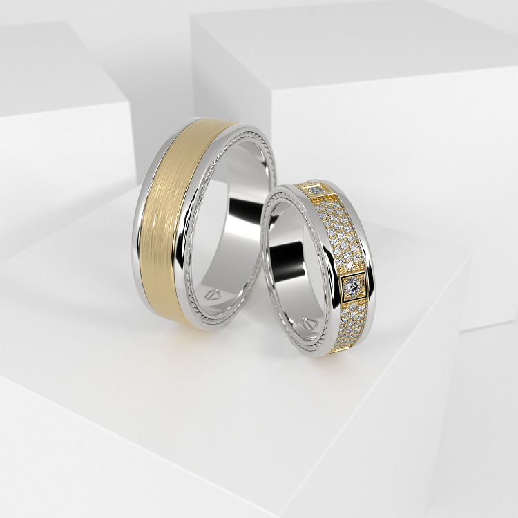 Обручальные парные кольца из белого золота 585 пробы (135)