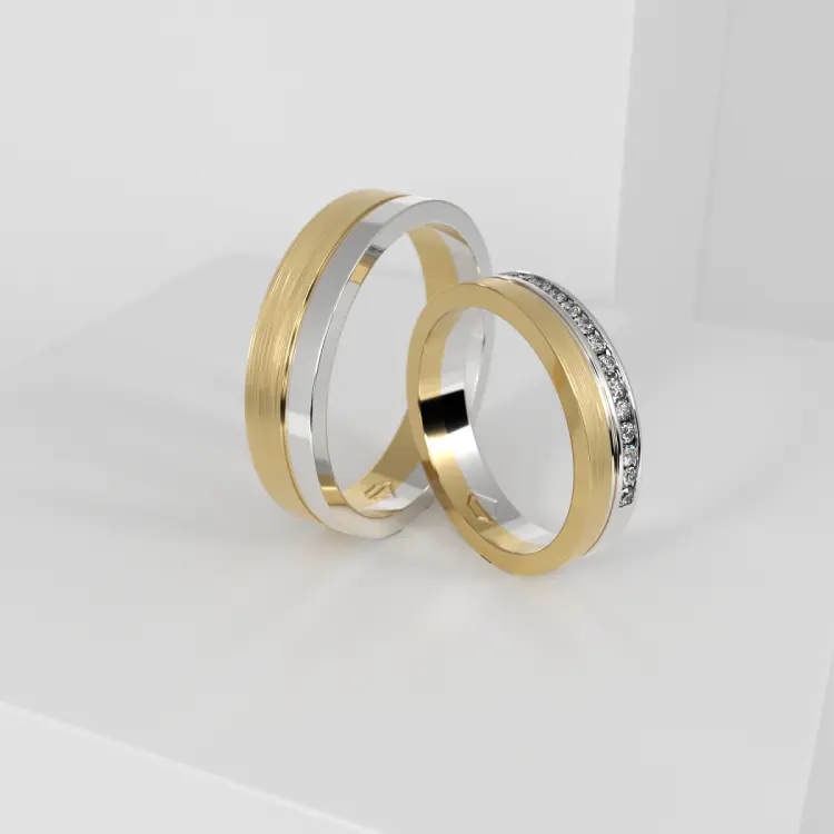 Обручальные парные кольца из белого золота 585 пробы (136)